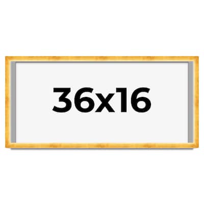 36x16 Shadow Box Frame Gold | 1.625 Inches Deep Real Wood Traditional
