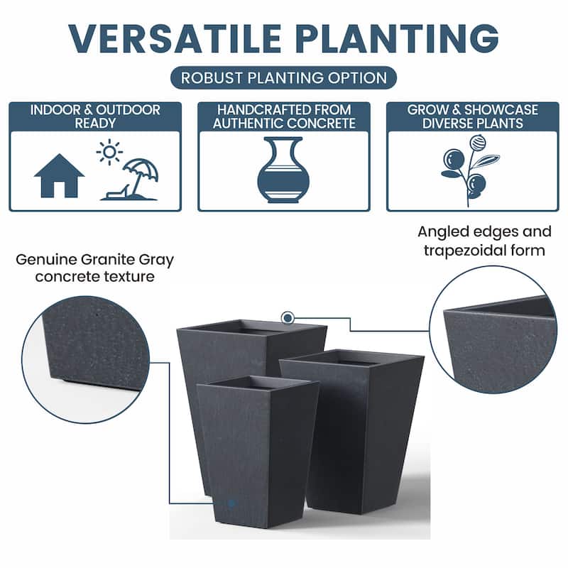 Tall Concrete Rectangle Plant Boxes / Large Indoor and Outdoor Flower Planters