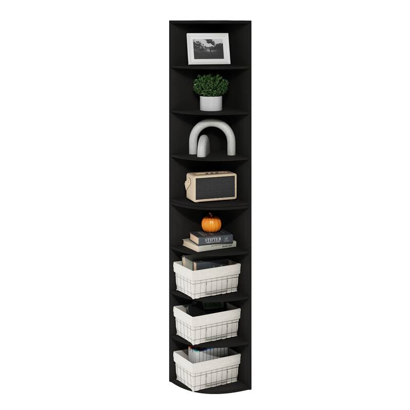 Furinno Econ 8-Tier Corner Shelf Bookcase, Bookshelf, Espresso