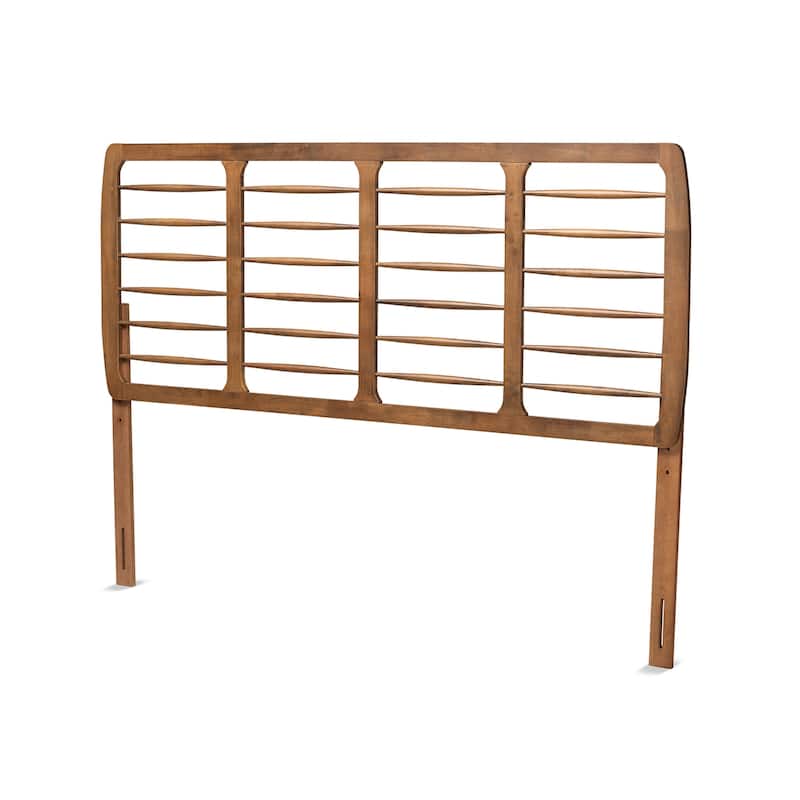 Mid-Century Modern Ash Walnut Wood King Size Headboard with Clean Lines and Warm Retro Inspired Finish
