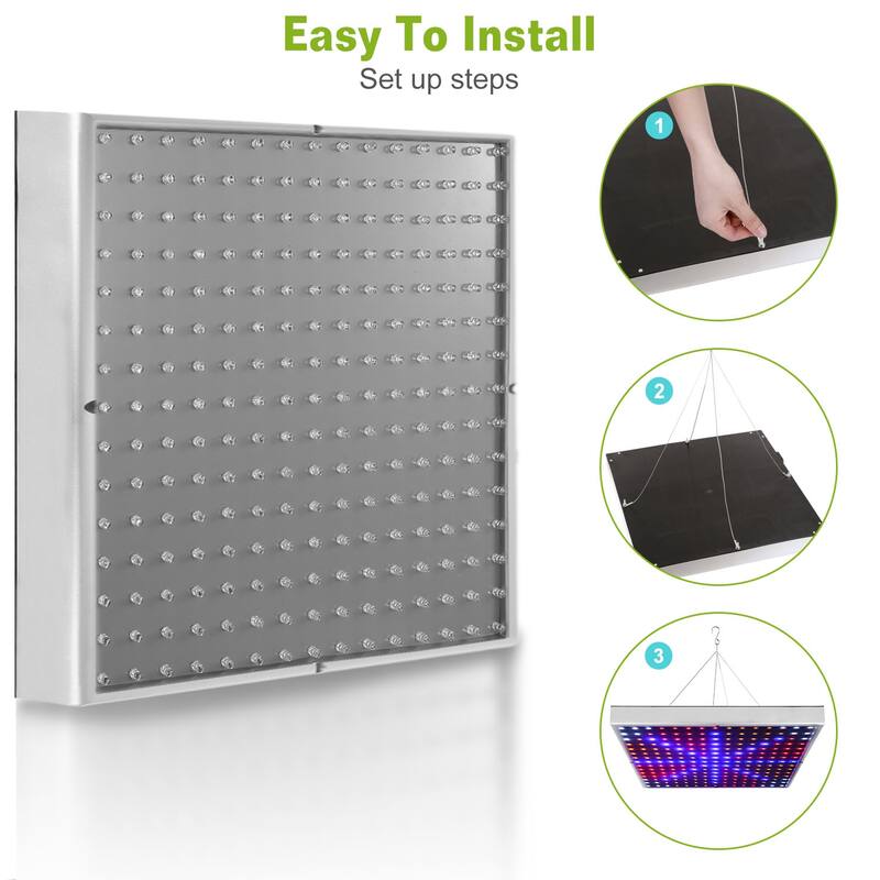 225 LED Full Spectrum Hanging Grow Light for Indoor Plants Herbs Vegetables Succulents - Purple - 12.2”×12.2”×1.4”