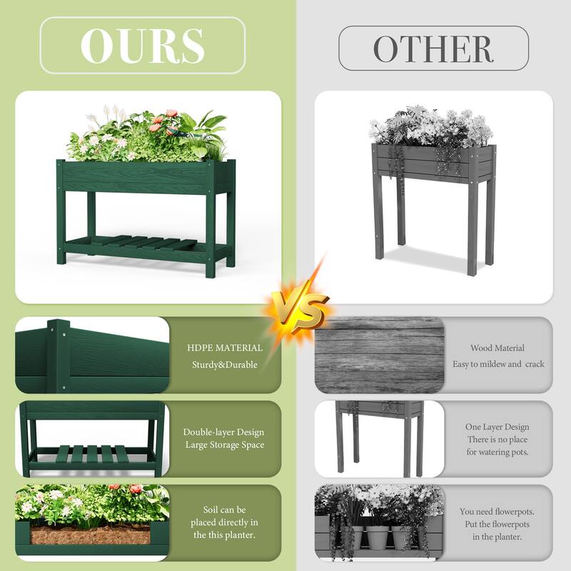 HDPE Double Layer Design Outdoor Planter With Wheels