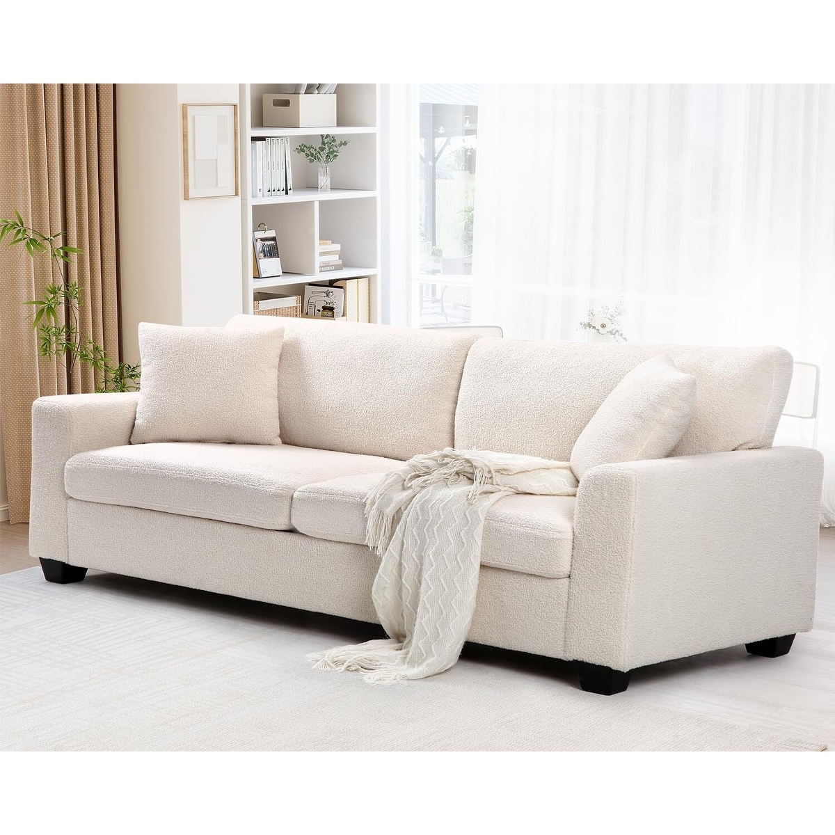 110'' Square Sofa Masha Velvet with Four-seater for Living Room Sofa-bed