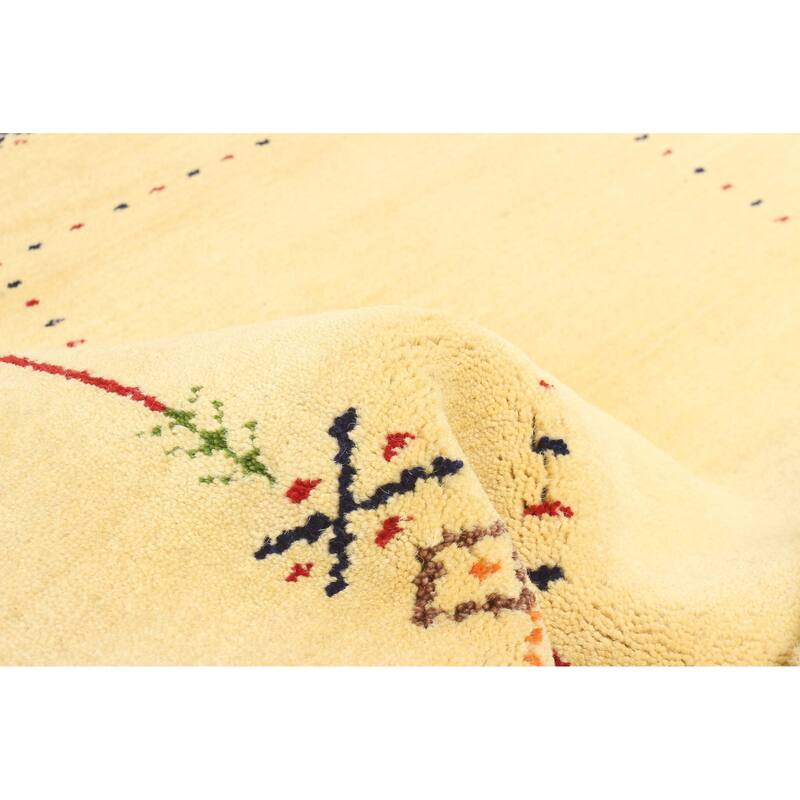 ECARPETGALLERY Hand Loomed Kashkuli Gabbeh Light Gold Wool Rug - 3'0 x 5'0