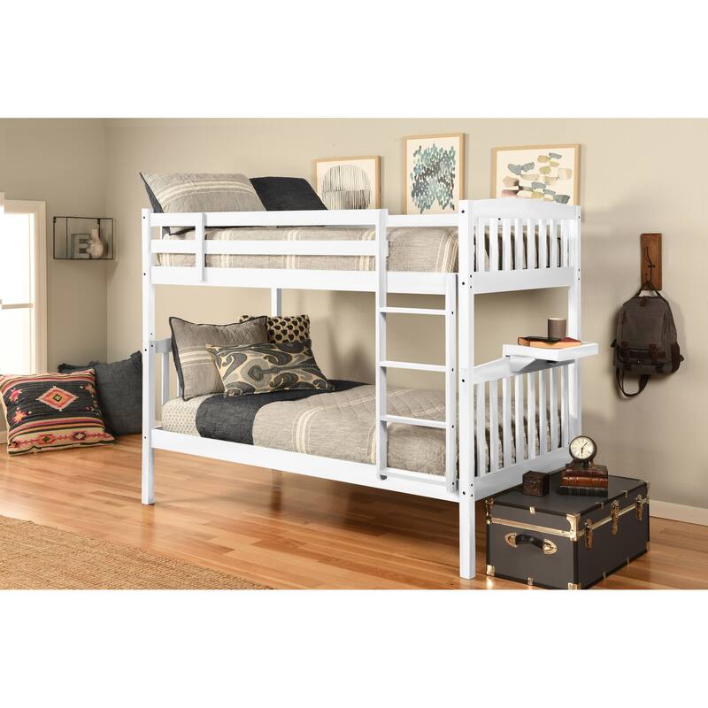 Somette Claire Twin over Twin Bunk Bed with Tray (Mattresses Not Included) - White