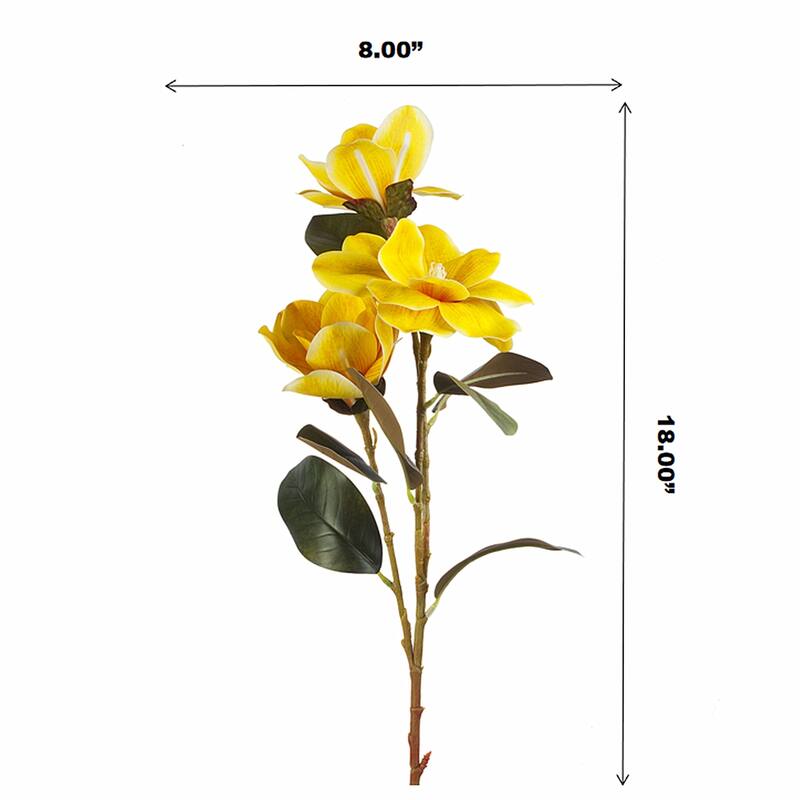 Enova Home 18" Artificial Nature Touch Magnolia Stem Fake Flowers for Home Decor