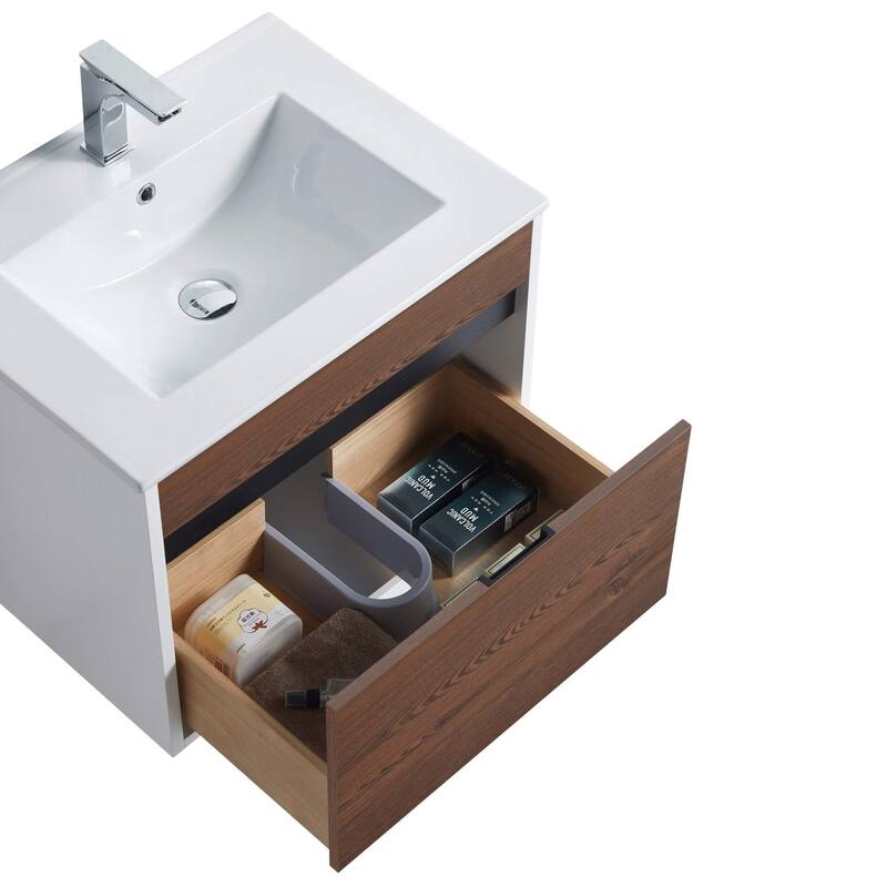 Fine Fixtures - Wall Mount Bathroom Vanity And Sink, Knob Free Design - Alpine Collection -