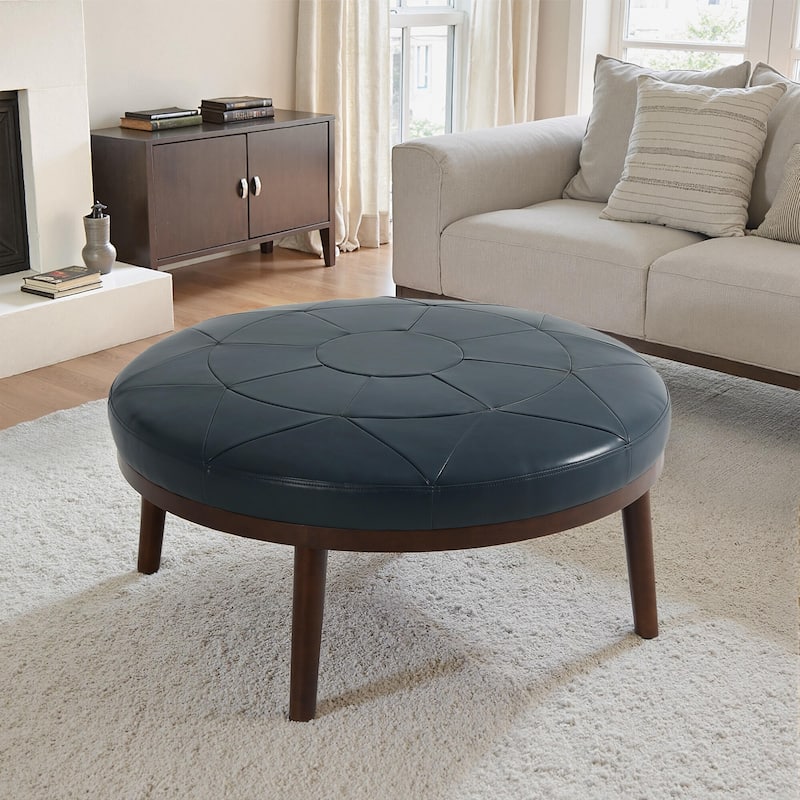Oversized Full-Grain Genuine Italian Leather Ottoman