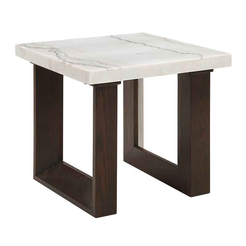 Edwyn Natural Marble Top & Espresso Finish End Table