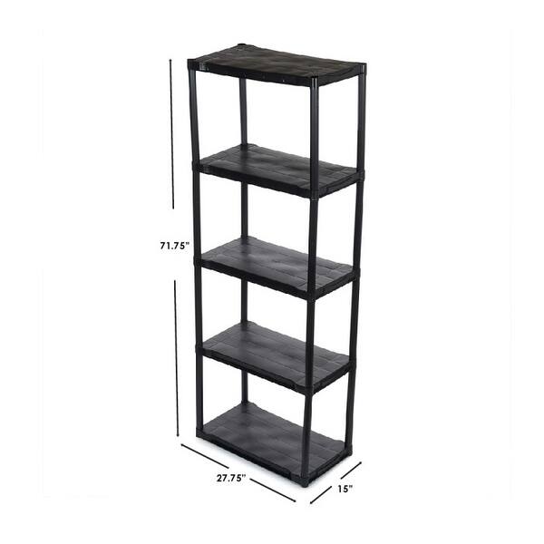 5 Tier Plastic Shelf, (38inch), Black Bed Bath & Beyond 35730177