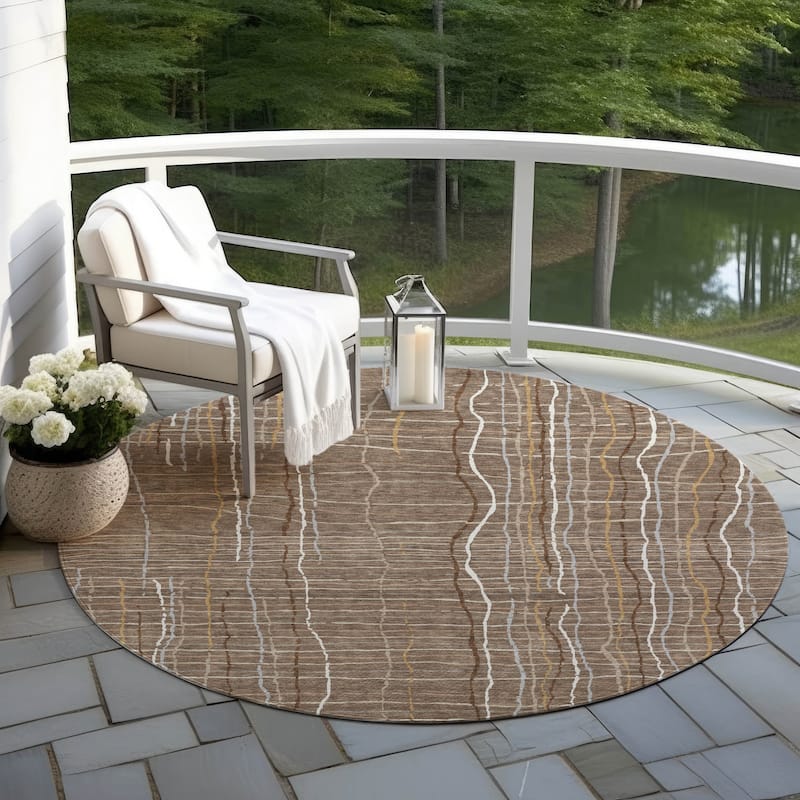 Machine Washable Indoor/ Outdoor Modern Century Chantille Rug
