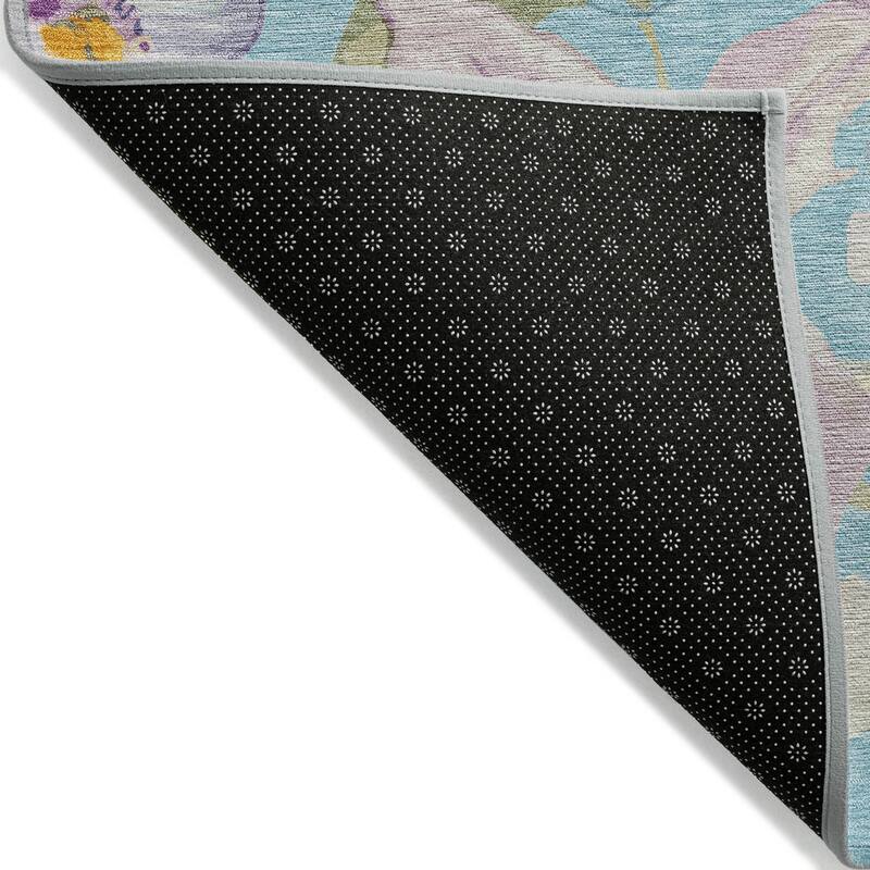 Machine Washable Indoor/ Outdoor Modern Floral Chantille Rug