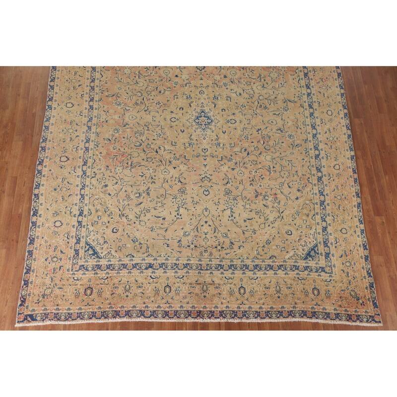 Hand Knotted Oriental 100% Wool Carpet Traditional Floral Pink Kashan Area Rug - 11' 11'' X 10' 1''
