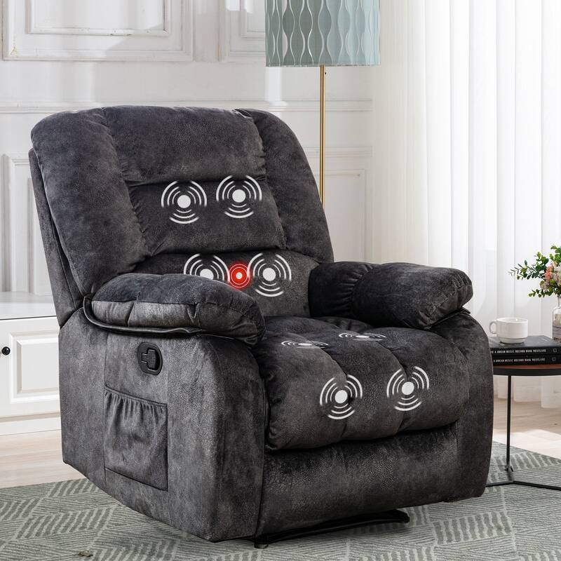 Massage and Manual Recliner Chair with Convenient pocket - DarkGrey