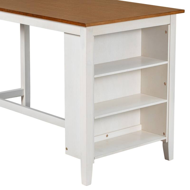 5-Piece Rustic Counter Height Wooden Dining Table Set