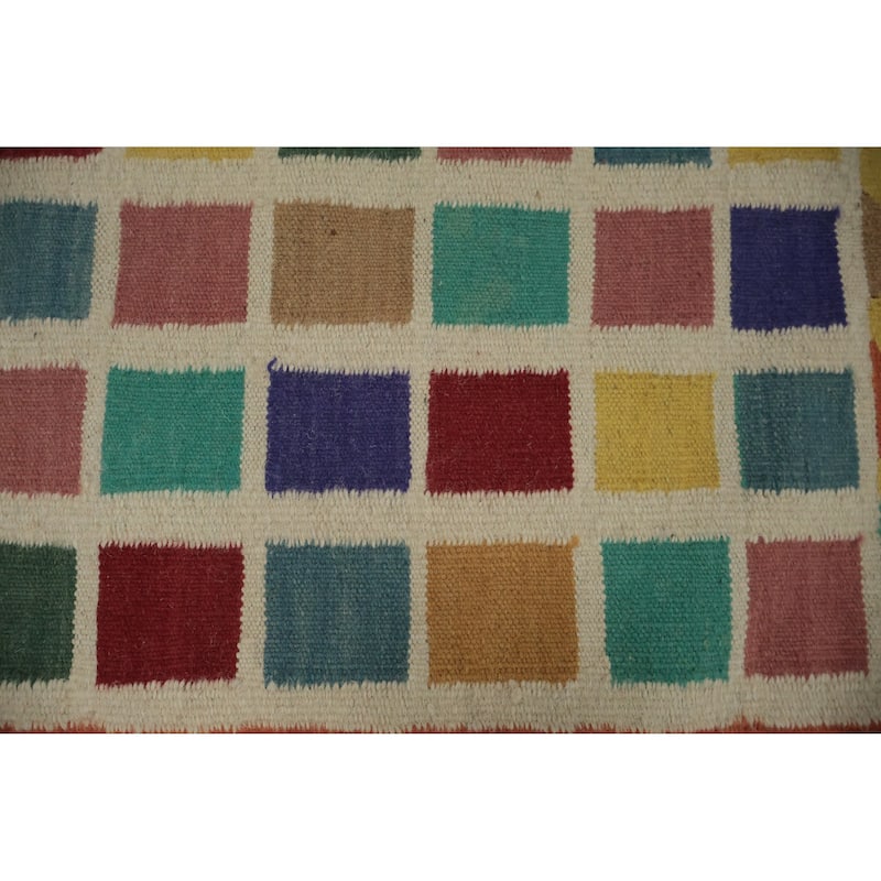 Hand Woven Oriental 100% Wool Carpet Southwestern Modern Multi-Colored Kilim Area Rug - 6' 0'' X 5' 10''