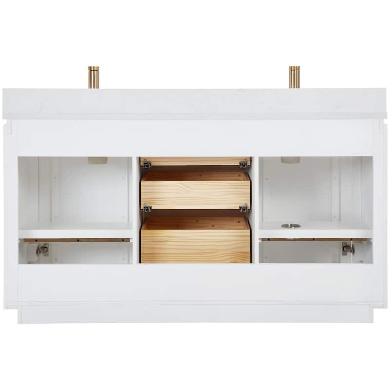Miseno MV-SAN60M-GW San 60" Free Standing Double Basin Vanity Set with