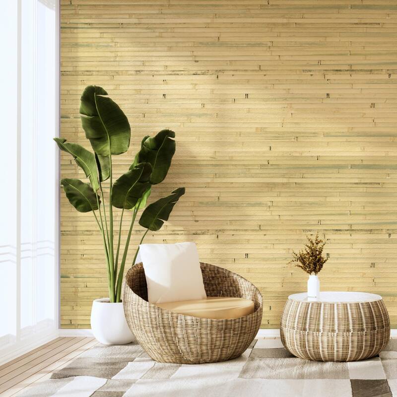 Art3d 48 x 96 in Natural Bamboo Wall Panel for Wall Decor for Living Room,Bedroom,Office - 96 X 48