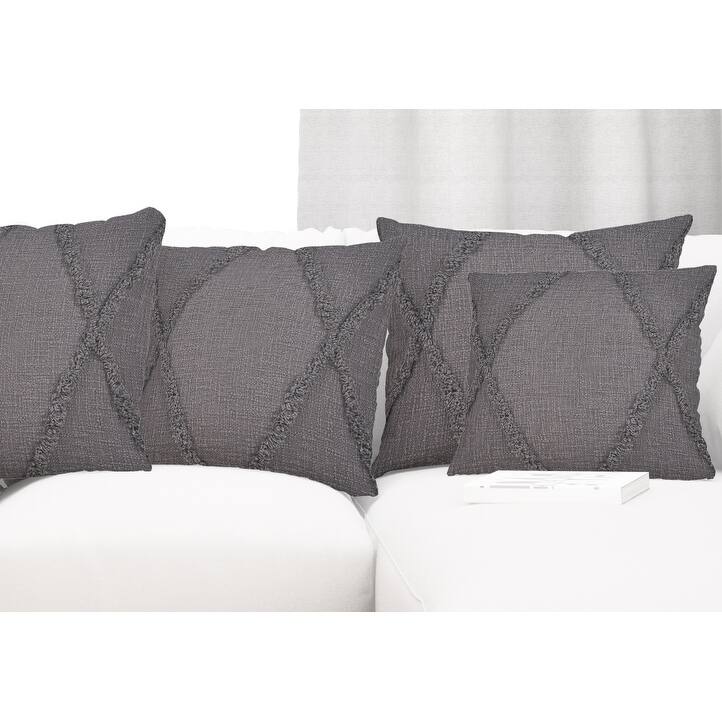 Heartham Set of 4 Contemporary Diamond Cotton Throw Pillow Covers, 20" x 20", 4 PCS (Covers Only) by Sevita
