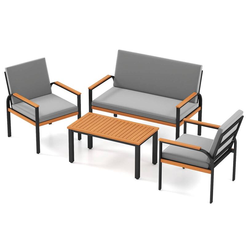 Costway 4 Piece Patio Furniture Set with Coffee Table, Loveseat & 2 - See Details