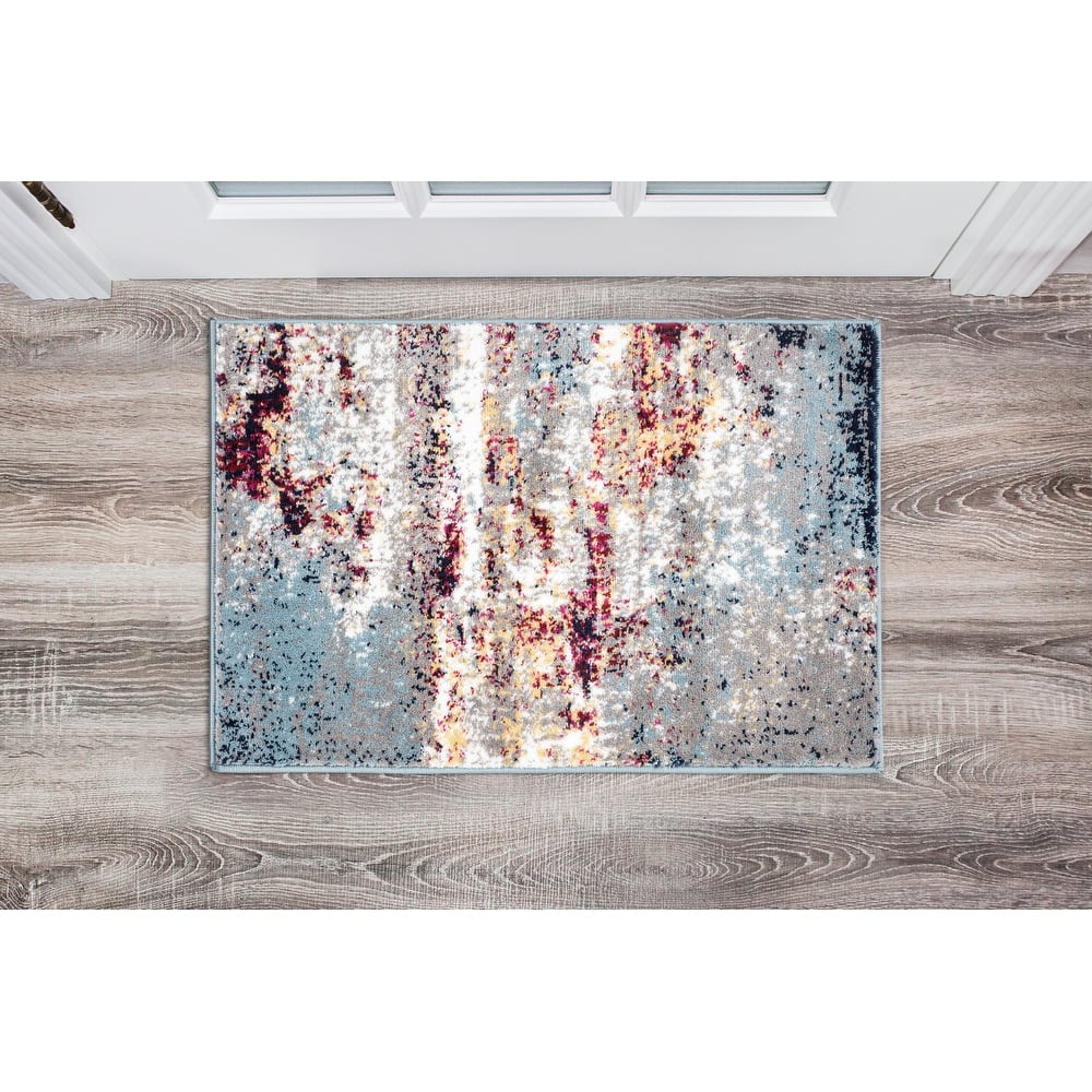 World Rug Gallery Distressed Abstract Watercolor Area Rug