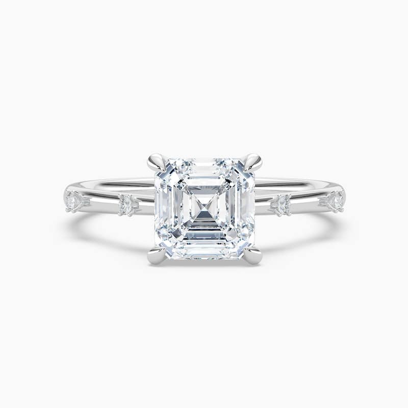 Auriya 14k Gold Petite Diamond Station Asscher Lab Grown Engagement Ring 1.00 to 5.00 ct. tw. (F-G, VS) - 6 - 1.50 carats - White