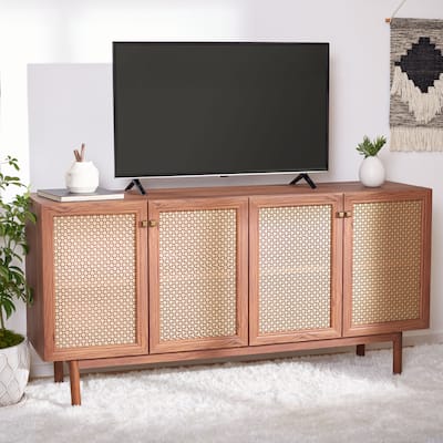 SAFAVIEH Piran 63-inch 4-Door Storage Media TV Stand - 63.1" W x 16.3" D x 31.7" H