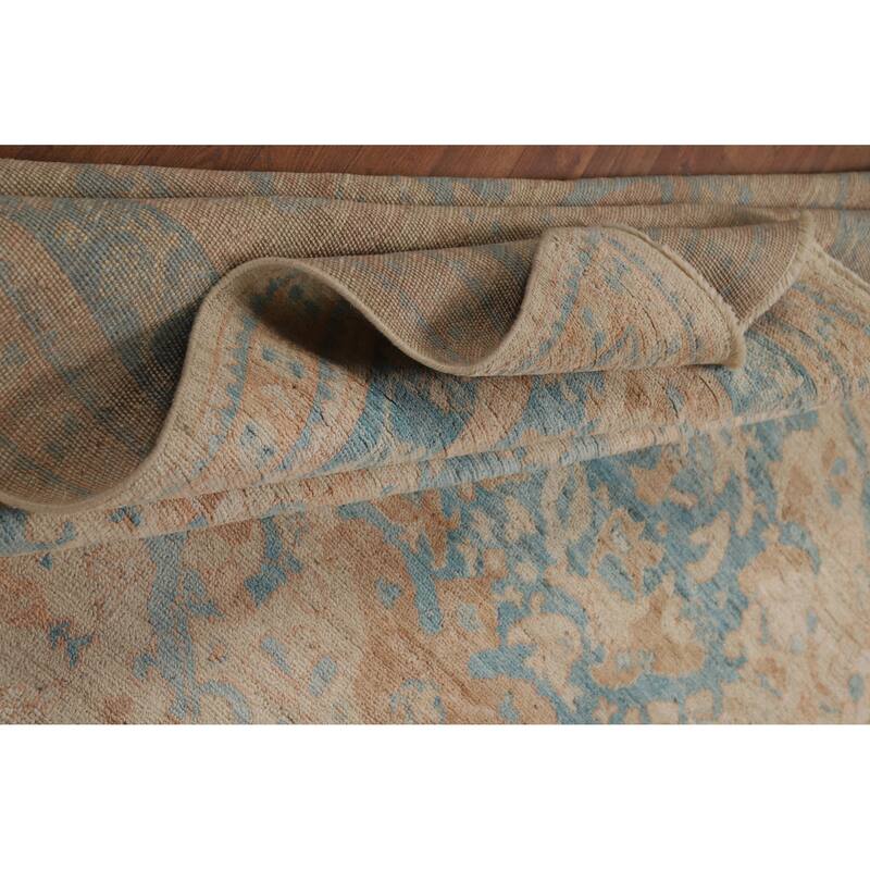 Vegetable Dye Transitional Oushak Turkish Rug Hand-Knotted Wool Carpet - 8'11"x 11'11"