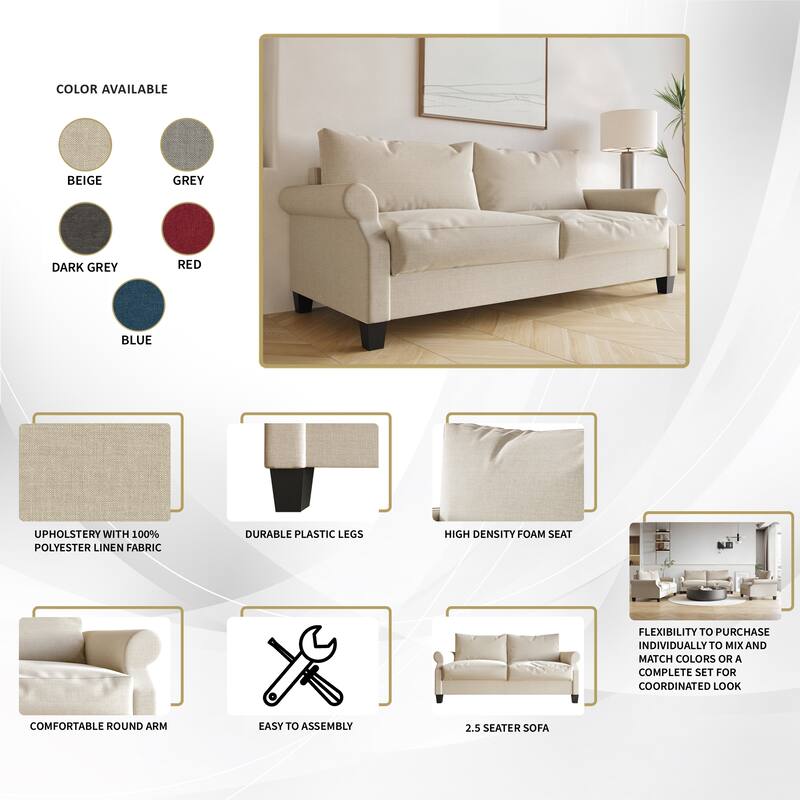 CraftPorch Classic Linen Upholstered Sofa