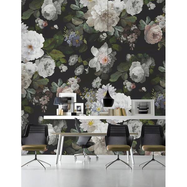Shop Peony Blossom Floral Dark And White Flower Removable Textile