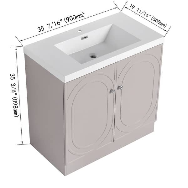 dimension image slide 5 of 9, BNK 24/30/36 inch Freestanding Single Sink Bathroom Vanity with Soft Close Door and Adjustable Shelf