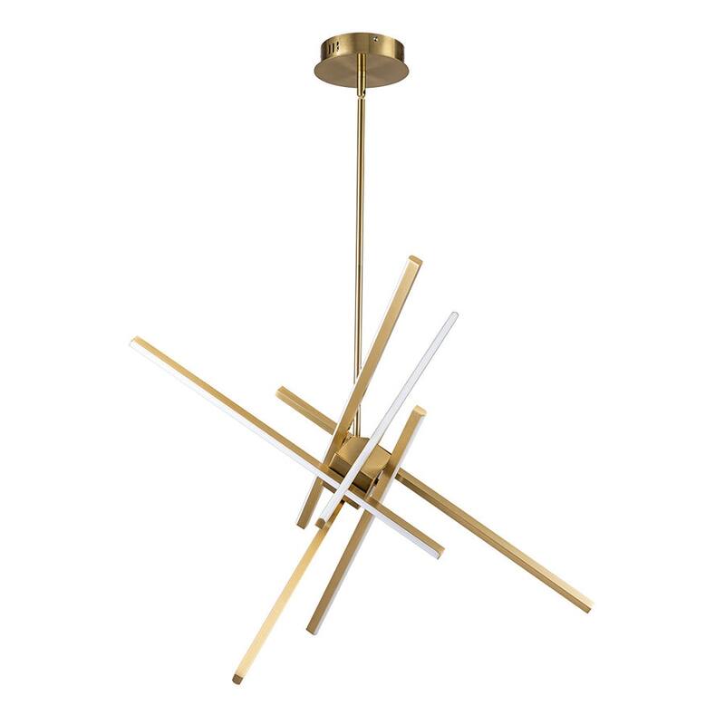 Modern 6-Light Sputnik Linear Dimmable LED Chandelier - 35in