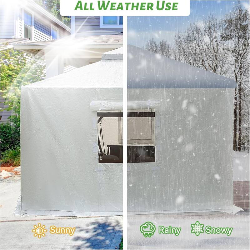 GDFStudio - Preston Heavy-Duty 12'x20' Enclosed Winter Gazebo Cover with Mesh and Sidewalls - 12x20 FT