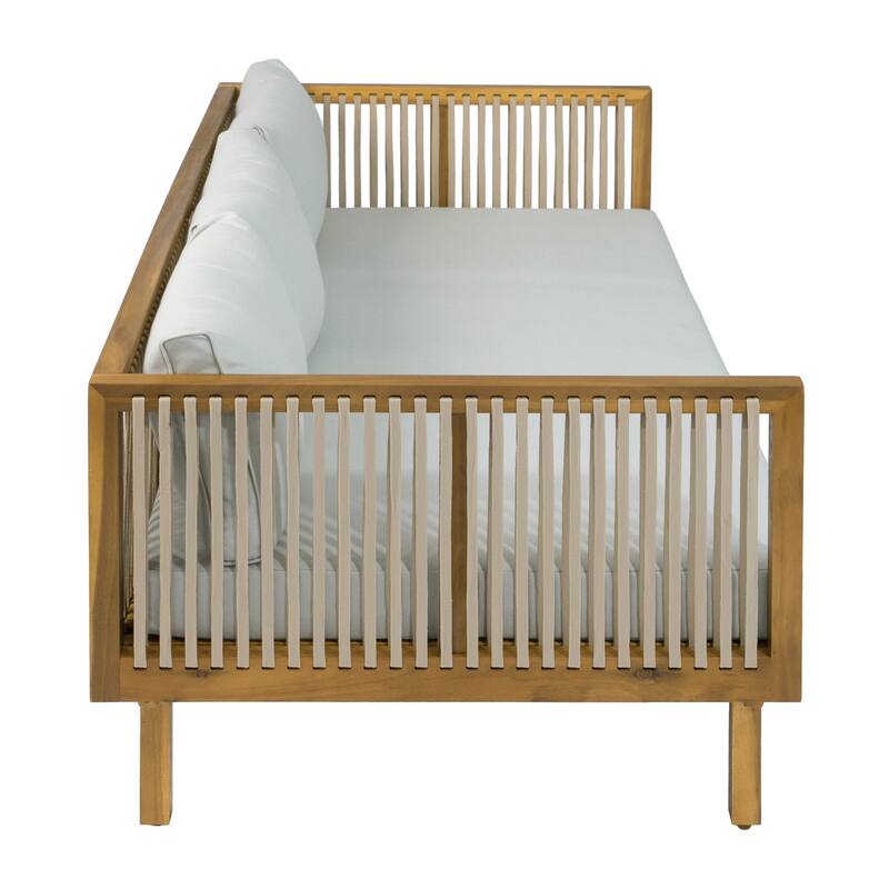 Christopher Knight Home - Outdoor Teak Finish Wood & Rope Woven Sofa Set with Coffee Table