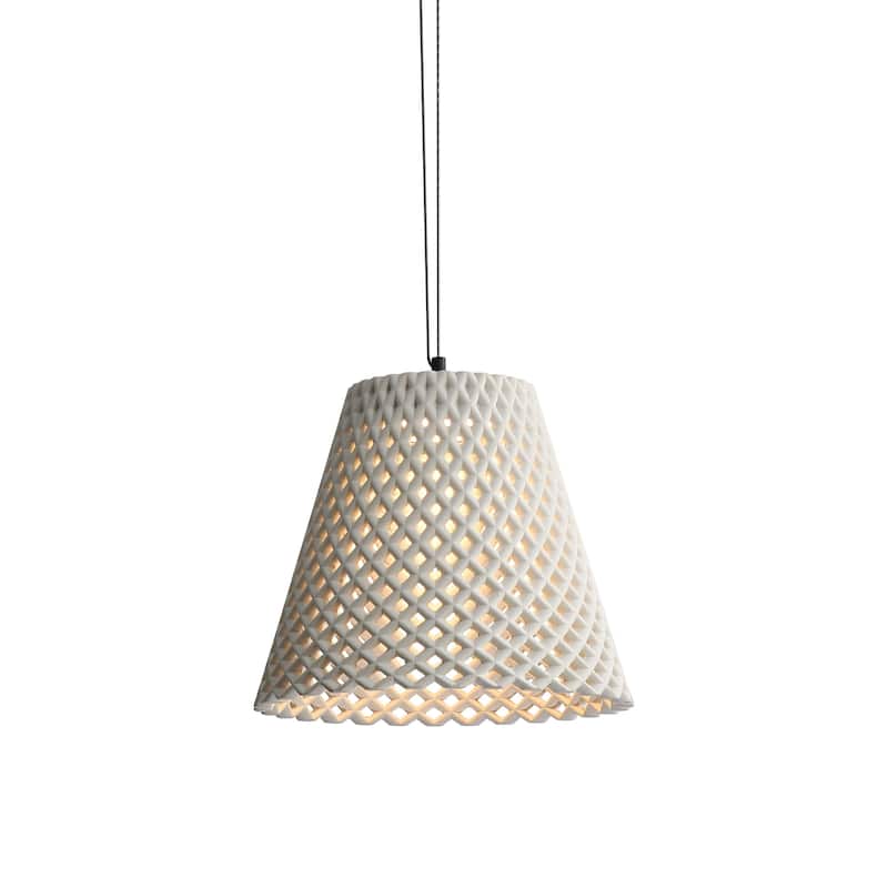Golden Lighting Clarus 14in Integrated LED Pendant in White Sandstone Cement - Black