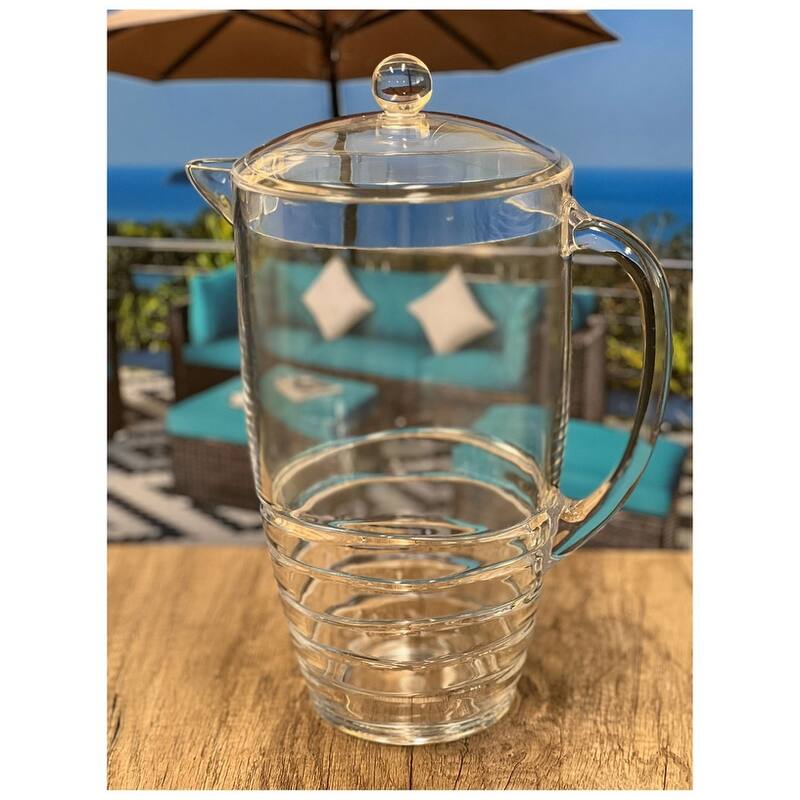 Water Pitcher with Lid, Swirl Unbreakable Plastic Pitcher