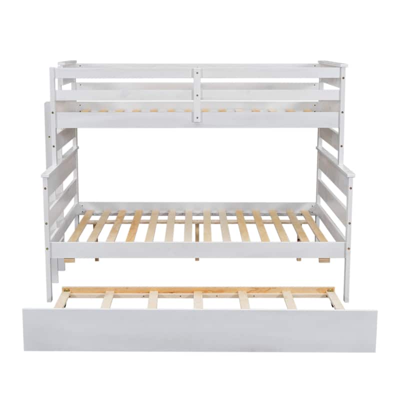 Wood Twin Over Full Bunk Bed With Twin Size Trundle