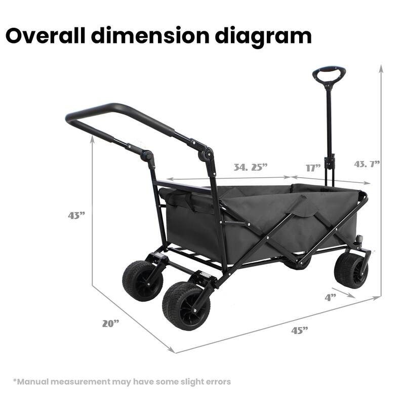 Folding Wagon with All-Terrain Wheels, 230lbs Capacity, Telescoping Handle, and Dust Cover for Beach, Outdoor, and Garden Use
