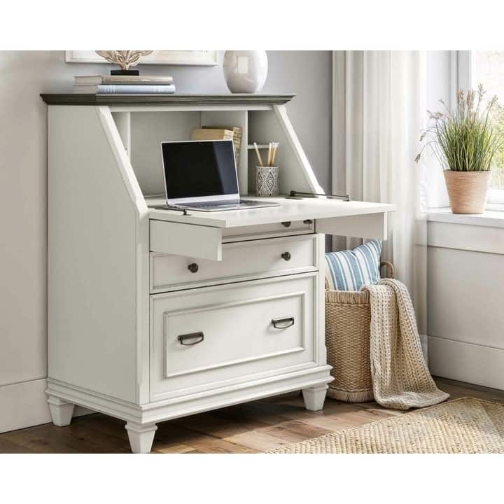 Hartford Wood Drop-Lid Secretary Desk - Antique White