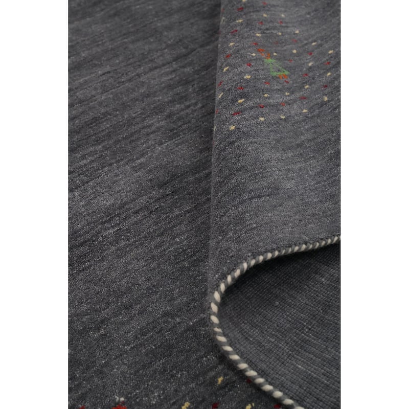 Hand Knotted Oriental 100% Wool Carpet Tribal Animal Pictorial Greys & Charcoal Gabbeh Area Rug - 11' 10'' X 11' 11''