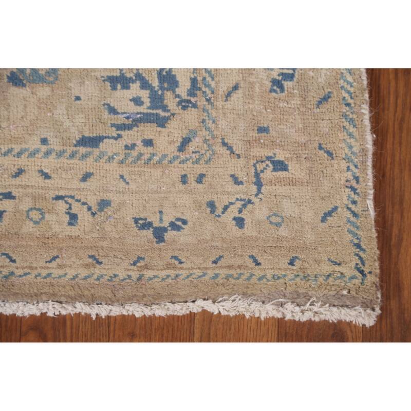 Distressed Mahal Persian Vintage Runner Rug Handmade Wool Carpet - 3'10" x 10'3"