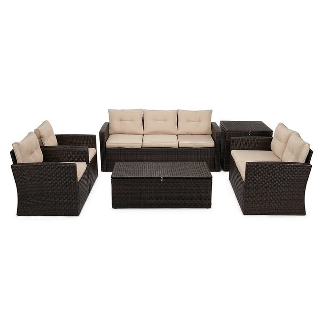 6-Piece Wicker Outdoor Patio Conversation Set