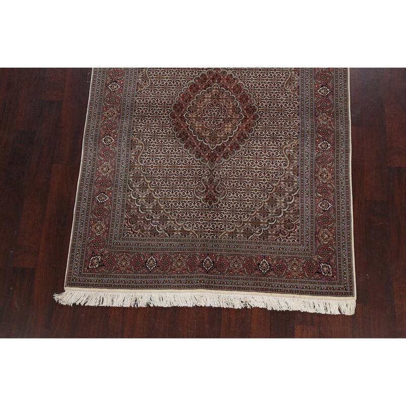 Wool/ Silk Vegetable Dye Tabriz Mahi Persian Area Rug Handmade Carpet - 5'0" x 6'9"