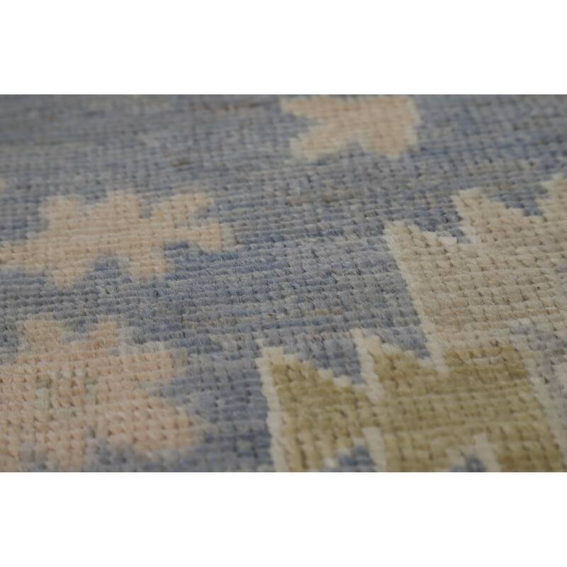 Hand Knotted Oriental 100% Wool Carpet Transitional All-Over Navy Blue & Blues Oushak Area Rug - 11' 11'' X 9' 3''