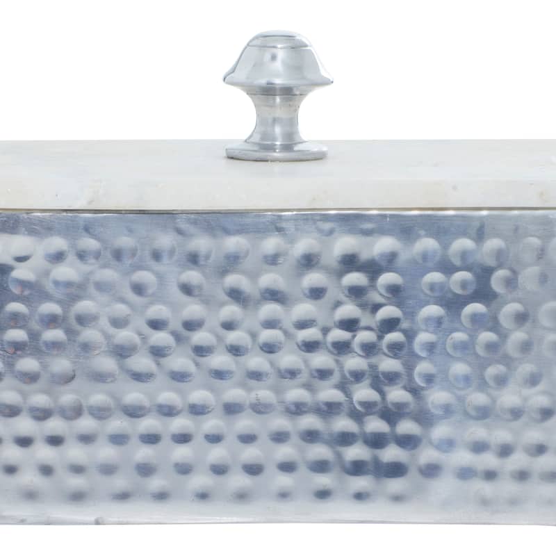 Aluminum Metal Jewelry Box with Marble Lid - Gray - Roche River Decor - 5"W x 7"L x 6"H