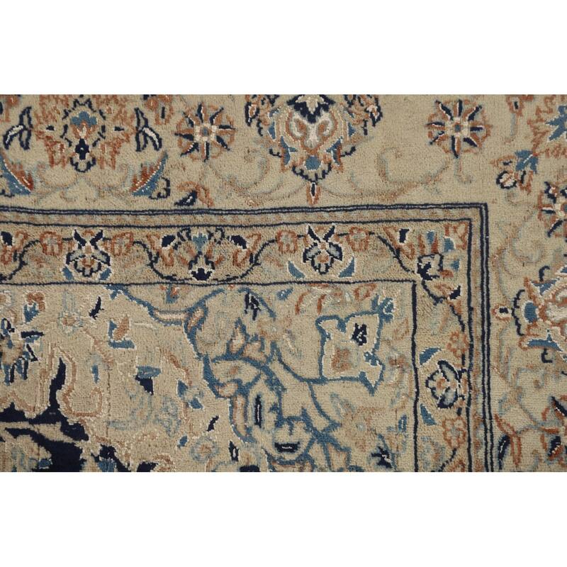 Blue Nain Toodeshk Persian Antique Area Rug Handmade Wool Carpet - 3'11"x 5'11"