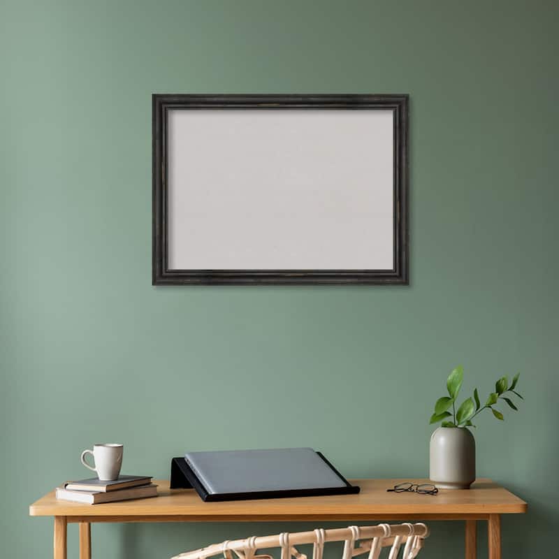 Rustic Pine Black Narrow Wood Framed Grey Corkboard Bulletin Board