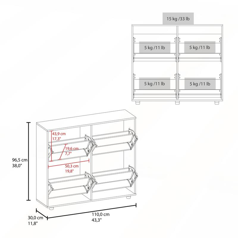 White Tilt-Out Shoe Storage Cabinet
