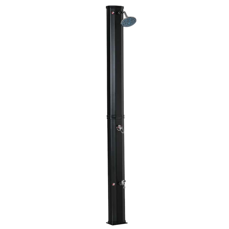 Outsunny 9.2 Gallon Solar Heated Shower with Free-Rotating Shower Head and Foot Shower Faucet, Hot and Cold Adjustment