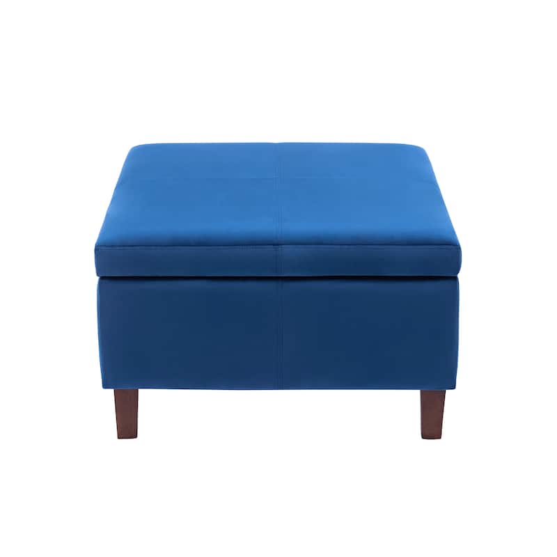Porthos Home Janis Velvet Square Storage Ottoman with Rubberwood Legs